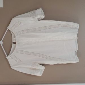 Bohme White Embroidered Crewneck Blouse Medium